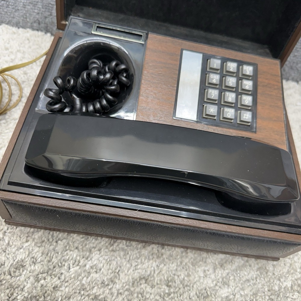Vintage Deco-Tel Personal Telephone Wood Chest Box Push Button Retro Phone AS IS - Picture 3 of 16